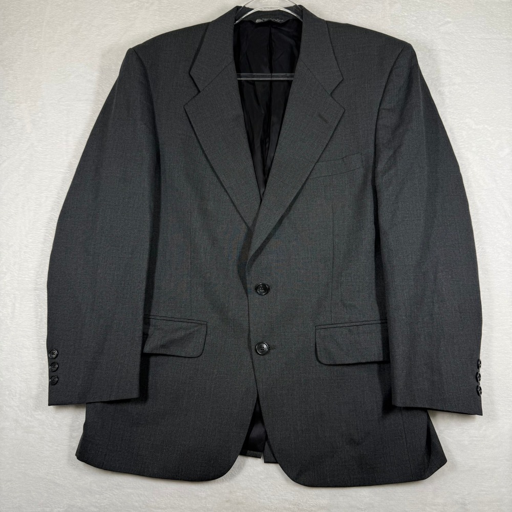 Burberrys Saks Fifth Avenue Mens Charcoal Gray‎ Wool Blazer Sport Coat USA 42R